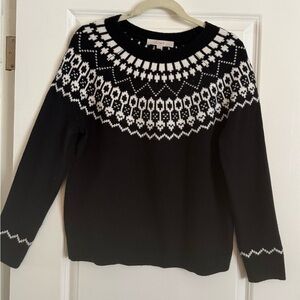 LOFT Black and White Nordic Sweater